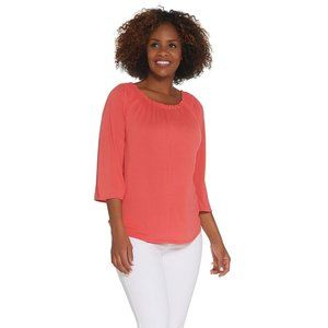 Kelly Clinton Kelly 3/4 Flutter Slv Knit Top - Coral (3X) a304700